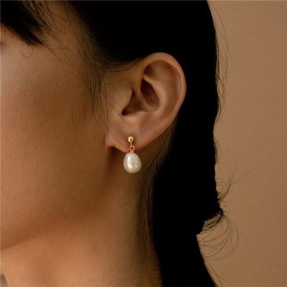 Freshwater Pearl Dainty Baroque Pearl Dangle Earrings Anniversary Gift Birthday - Picture 3 of 8